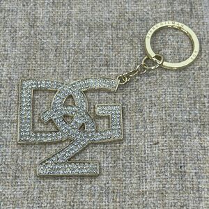 Diane Gilman DG2 Keychain Rhinestone Designer Keyring Crystal Paved Goldtone